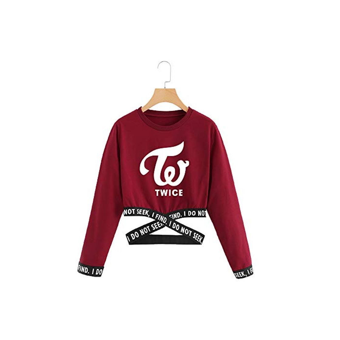 Moda KPOP Twice Sudaderas Corto Camisa de Manga Larga Impresión Pullover Crop Tops Blusa Casual Suelto Suéter para Mujeres Fans NA YEON Jung YEON Momo Sana JI Hyo Mina DAHYUN CHAE Young TZUYU