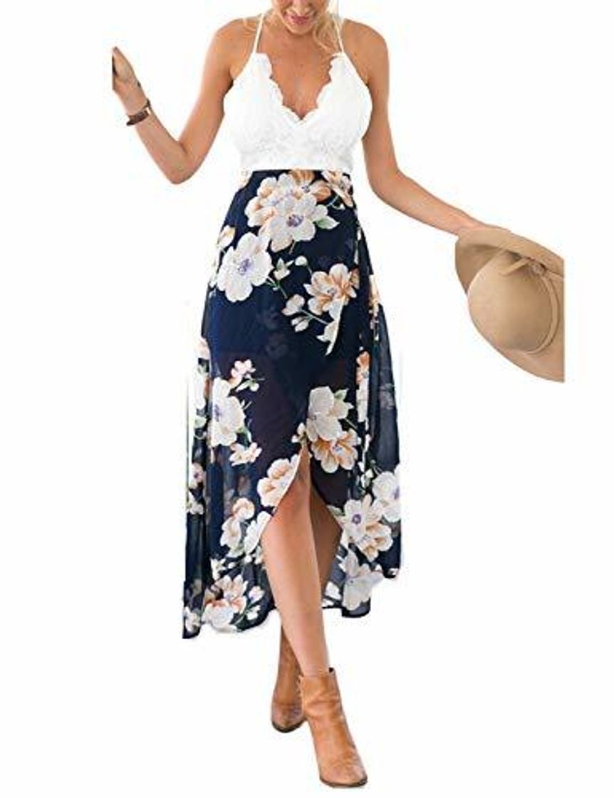 Social Blooming Jelly Vestidos Maxi Florales asimétricos del cordón del Halter de Las