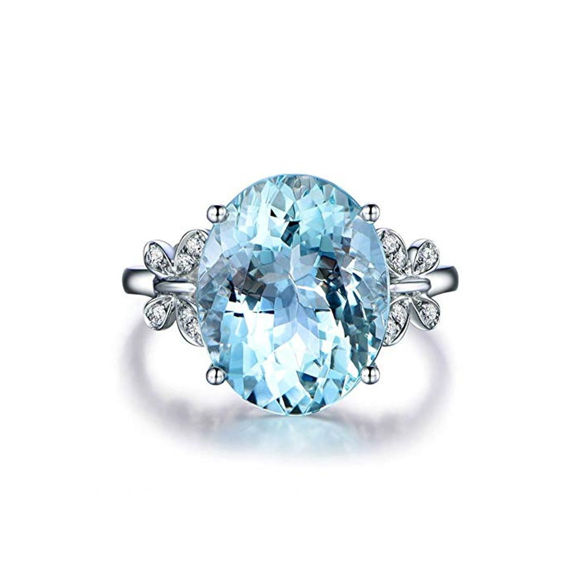 ShAwng Luxo Feminino 925 Prata anel de noivado Moda Grande Azul Cristal