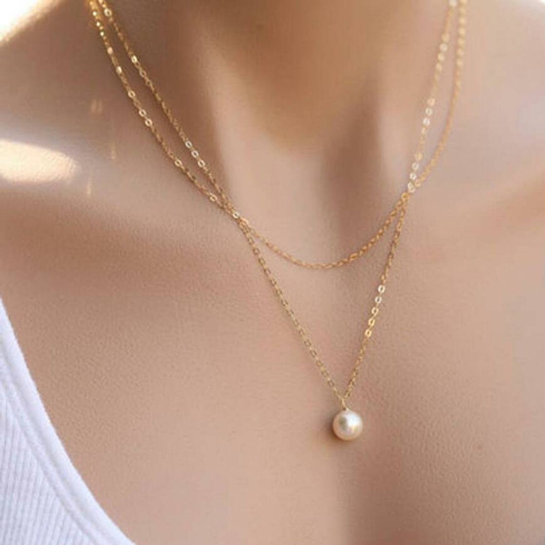 Fashion Luxury Style 2018 double chain simulated pearl necklace ...