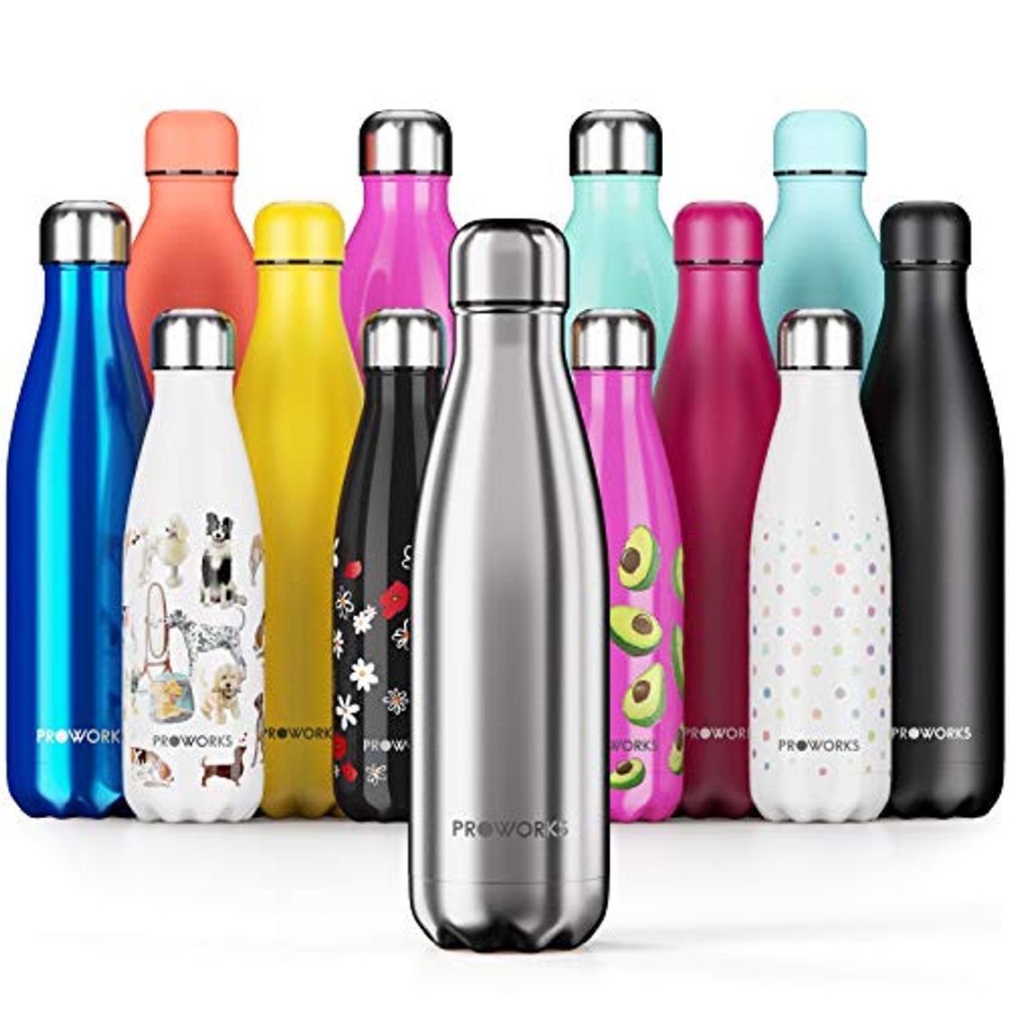 Social Proworks Botellas de Agua Deportiva de Acero Inoxidable