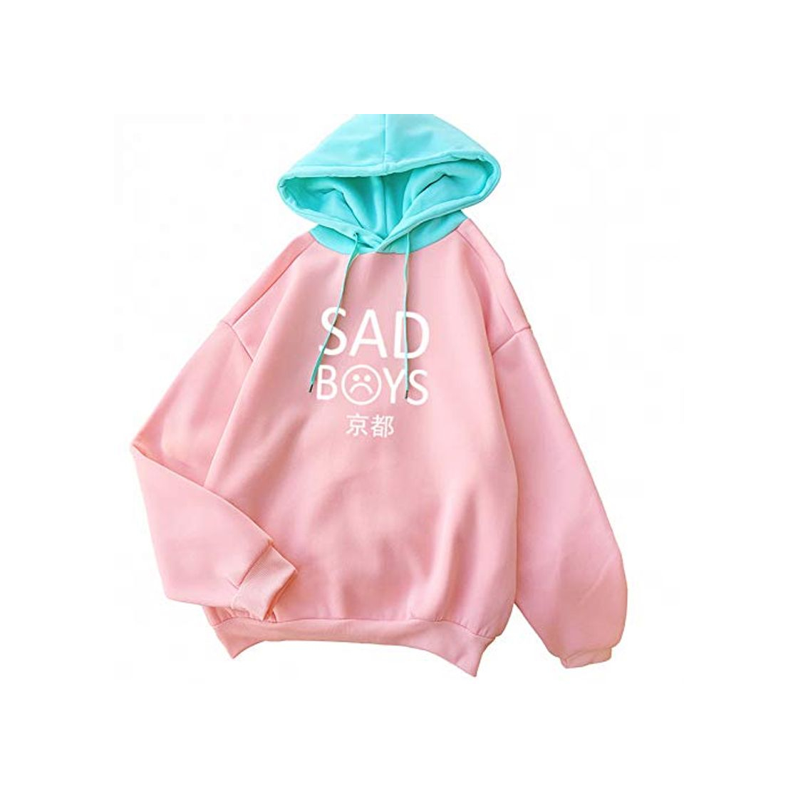 Social ZJSWCP Sudadera Pink Hoodie Drawstring Kawaii Women Letter Sad Boys Print Long