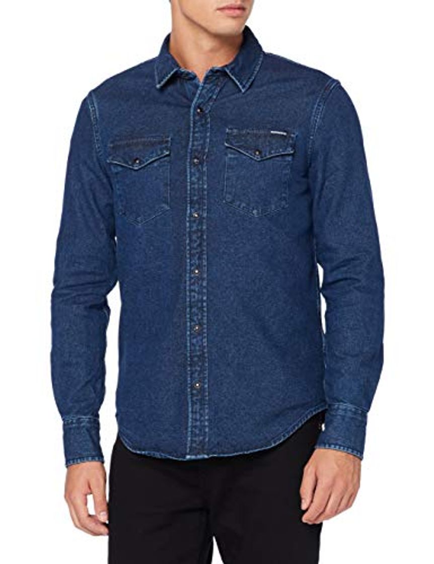 Moda Superdry Resurrection L/s Shirt Camisa, Azul