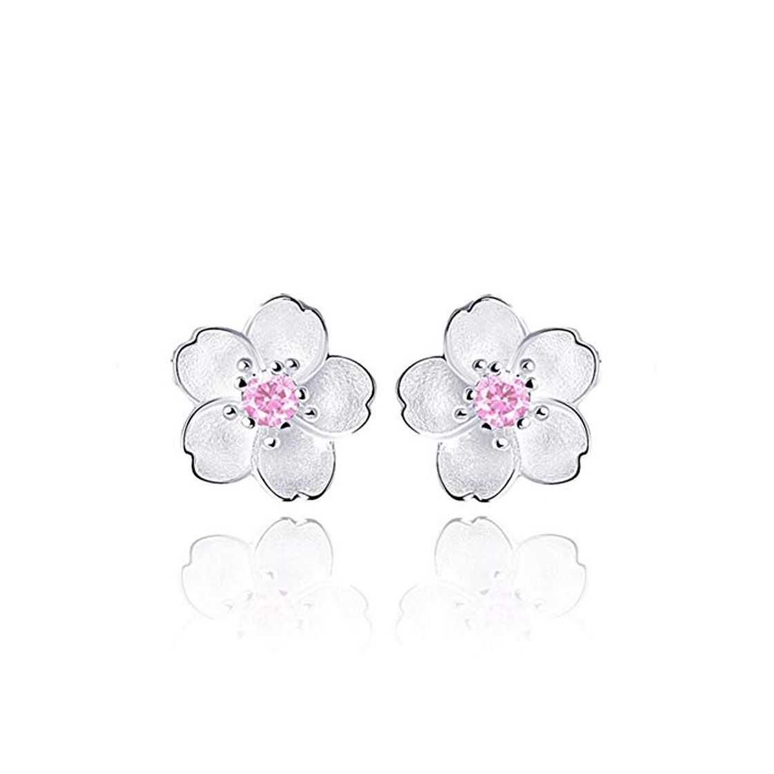 Product HUGJOU Simple Moda 925 Plata Esterlina Cereza Flor Zircon Stud Pendientes Para Mujer Regalo De La Muchacha Brincos