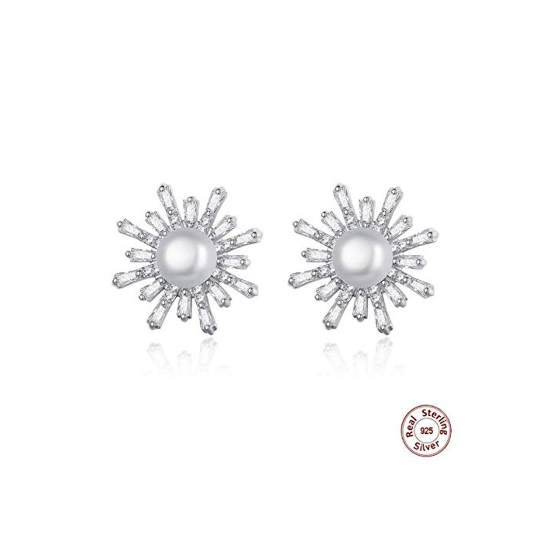 Moda MNGGNM Aretes de Perlas de Agua Dulce Naturales para Mujer Flor Plata 925 Brincos joyería romántica Regalo de cumpleaños