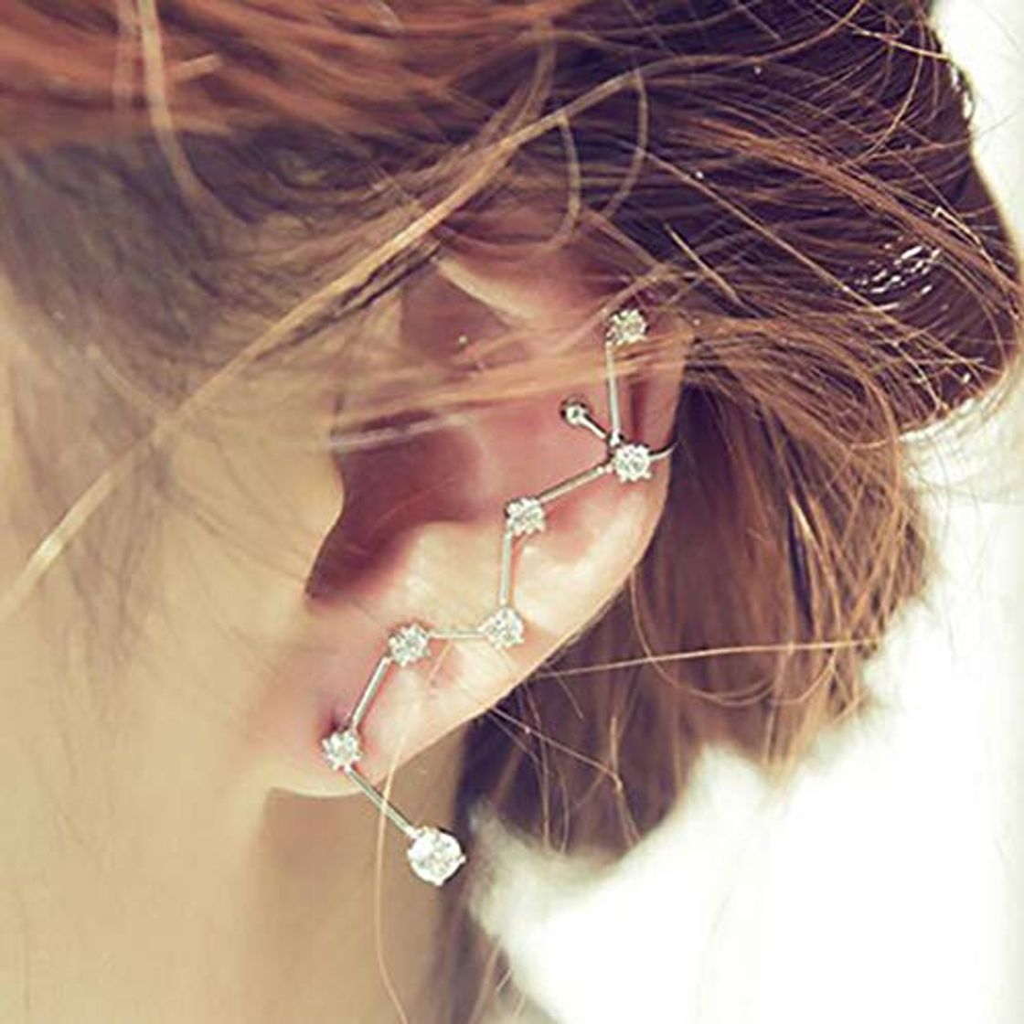 Fashion Pendientes de aleación de moda Boho Ear Cuff Brincos Pendientes de clip de oreja de color plateado Set Mujeres Declaración Bohemia Crystal Ear Pendientes Cartilag