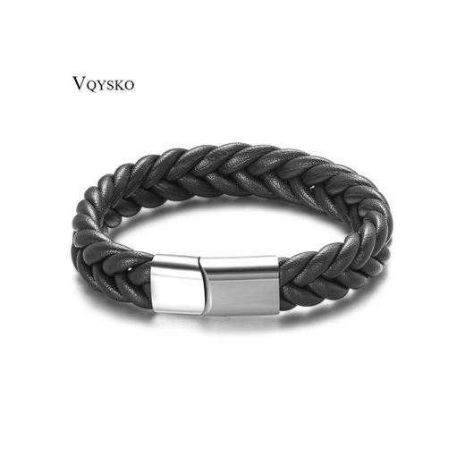 Hombres Charm Pulseras Clásicas Pulseras De Cuero Multicapa Brazaletes Con Imán De Acero Inoxidable Hebilla Pulseira Masculina