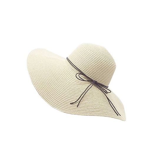 YUUVE Sombrero de Paja de Verano para señoras Gorra Plegable para Playa Sombrero Ancho para Sombrero Grande Fedora Floppy Sun para Mujer