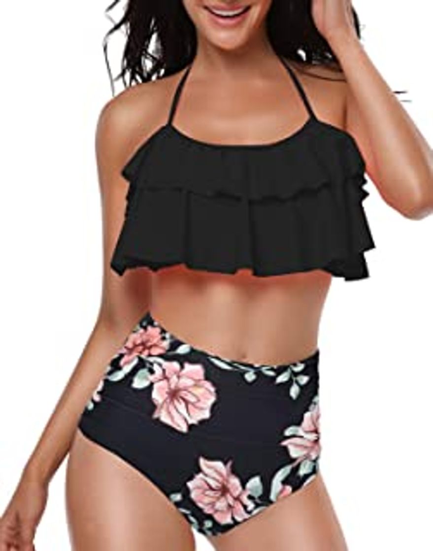 Social Yuson Girl Conjuntos De Bikini De Talle Alto a Tartán Sexy Retro