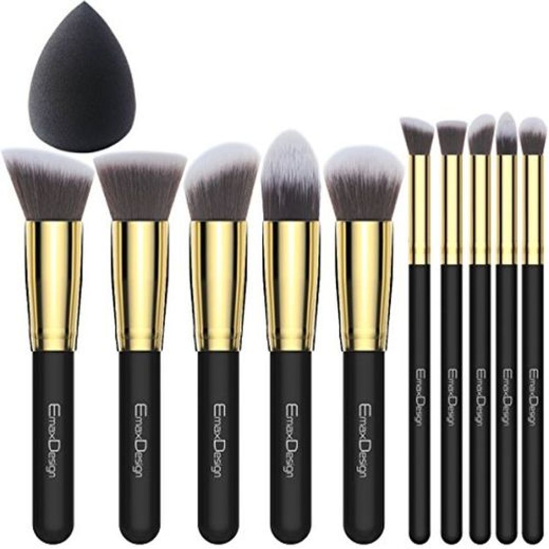 Social EmaxDesign - Juego de brochas de maquillaje kabuki de fibra sintética para