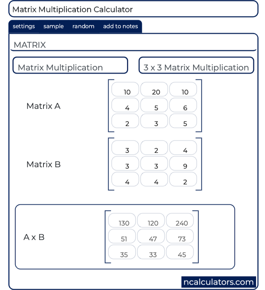 Aplicaciones Matrix math calculator