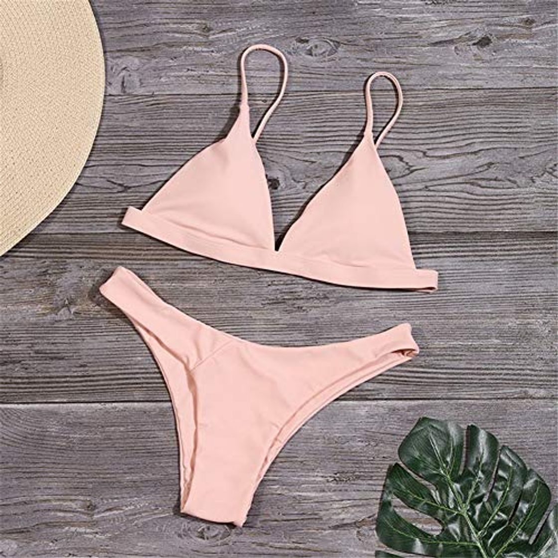 Moda ISKER Traje de baño Estampado de Flores Bikini Mujeres Traje de baño sólido con Cordones Traje de baño Cintura Baja Traje de baño Ropa de Playa de Verano para Mujer