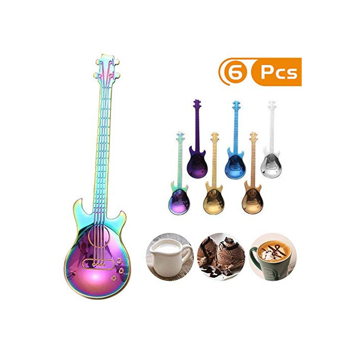 Product KANOSON Guitarra Cucharillas de café, Colores Cuchara de Acero Inoxidable Ideal para