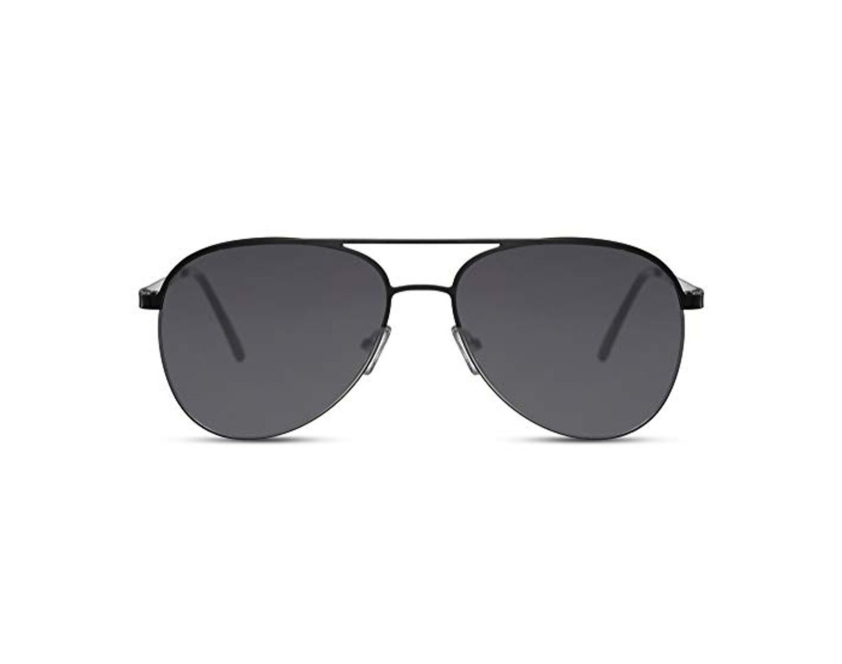 Moda Cheapass Gafas de sol Metálicas Gafas de Sol Aviador con Negro Mate Parte Superior Bar y Montura Plateada con Lentes Oscuras con protección UV400 para Hombres y Mujeres