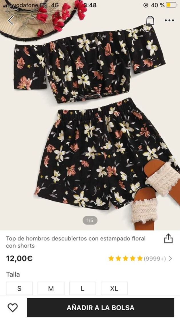 Fashion Shein conjunto de flores negro