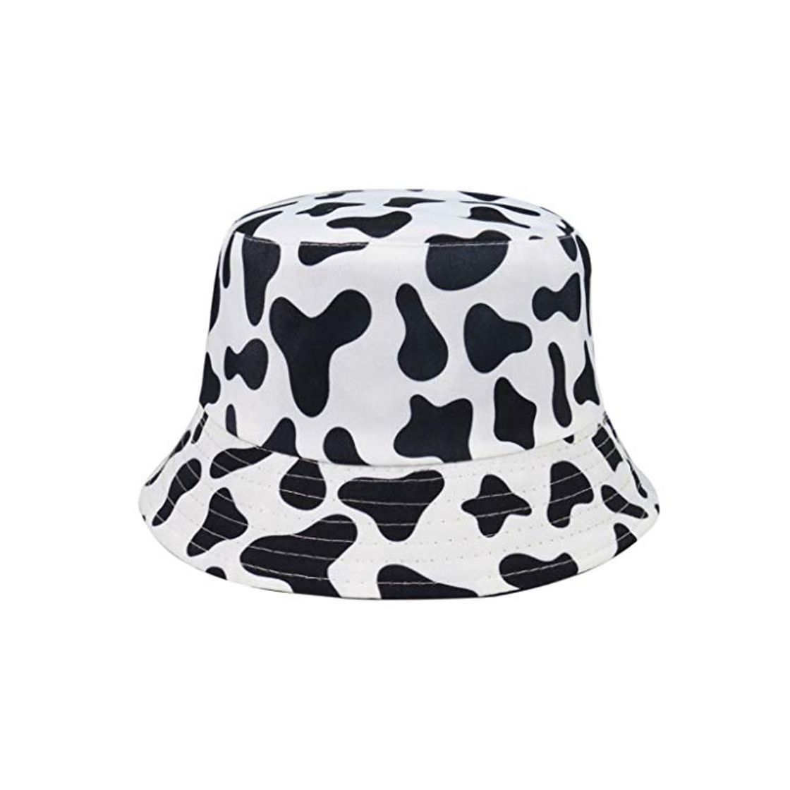 Moda LLLucky Sombrero de Cubo de Verano Unisex Negro Blanco Vaca lechera Gorra