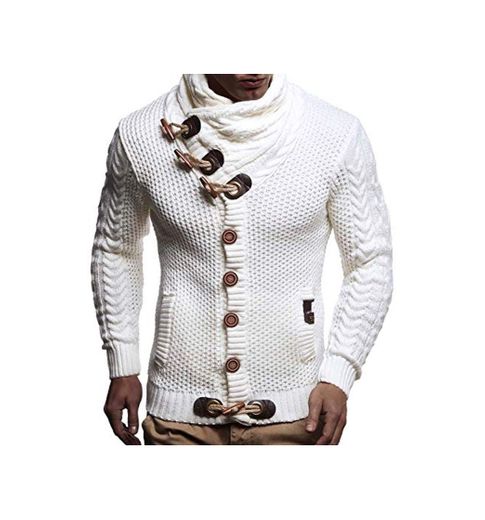 Leif Nelson Hombres Chaqueta de Punto con Cuello Chal LN