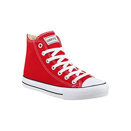 Elara Zapatillas de Deporte Unisex Zapatos Deportivos High Top Chunkyrayan 014-A-Rot2-41