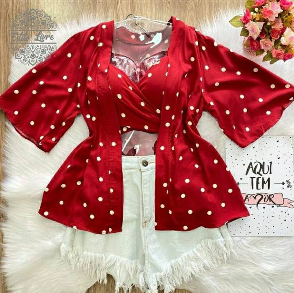 Moda Lindo conjunto Kimono em vermelho