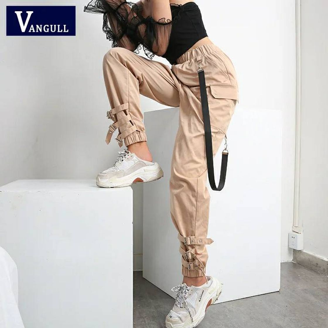 Fashion Vangull calças de cintura alta mulheres jogger 