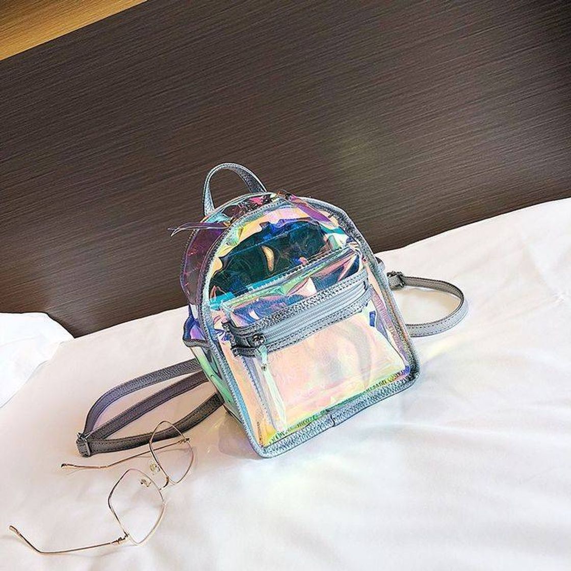 Fashion Fashion Silver Mini Backpacks Holographic Pocket Front Clear ...