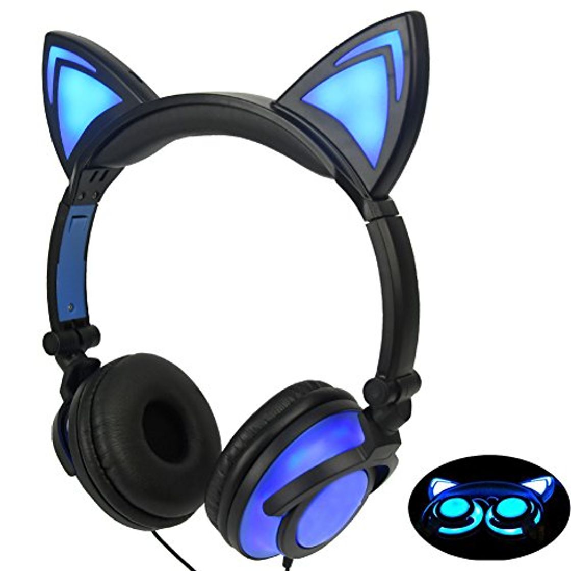 Social Limson Auriculares para Niños con Orejas de Gato, Auriculares Recargables Plegables con