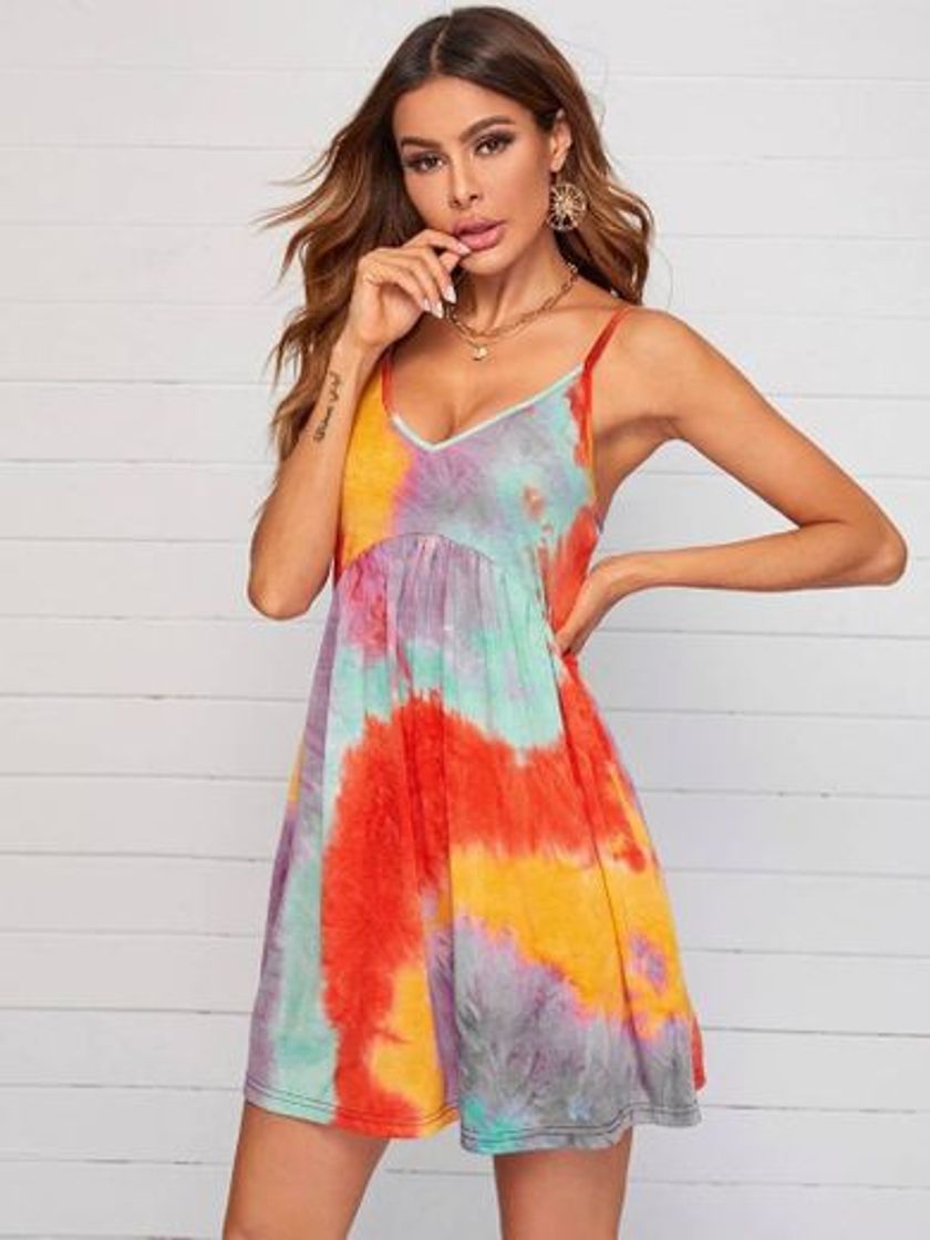 Fashion Vestido de tirantes de tie dye