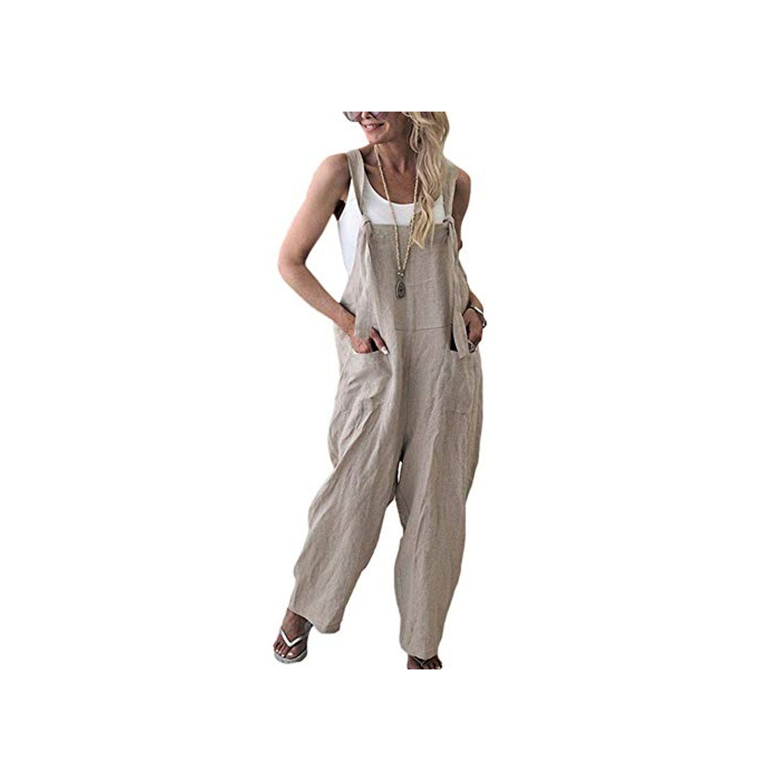 Social Petos de Pantalones Largo Casual para Mujer, Morbuy Verano Lino Baggy Harem