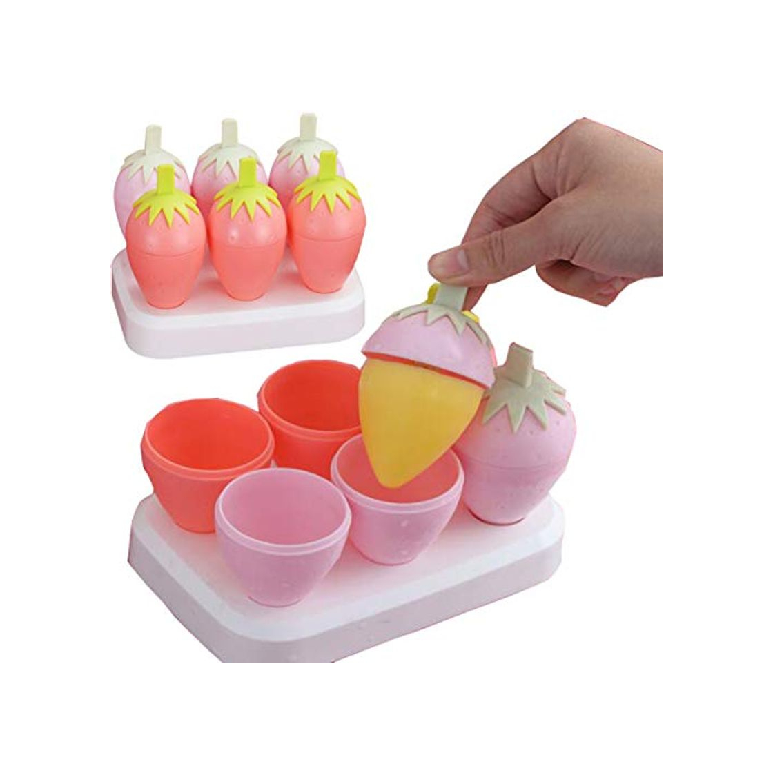 Product Biluer 2PCS Mini Popsicle Moldes Moldes de Paletas Molde para Helados Bebé DIY Alimentos Suplemento Herramienta Fruit Shake Helado del Molde Herramientas Fiestas