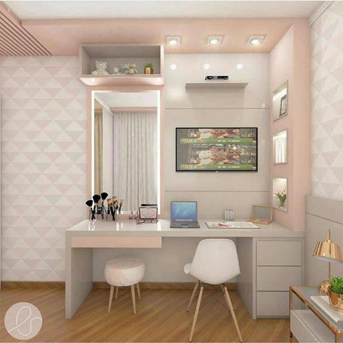 Fashion Quarto rosa e branco