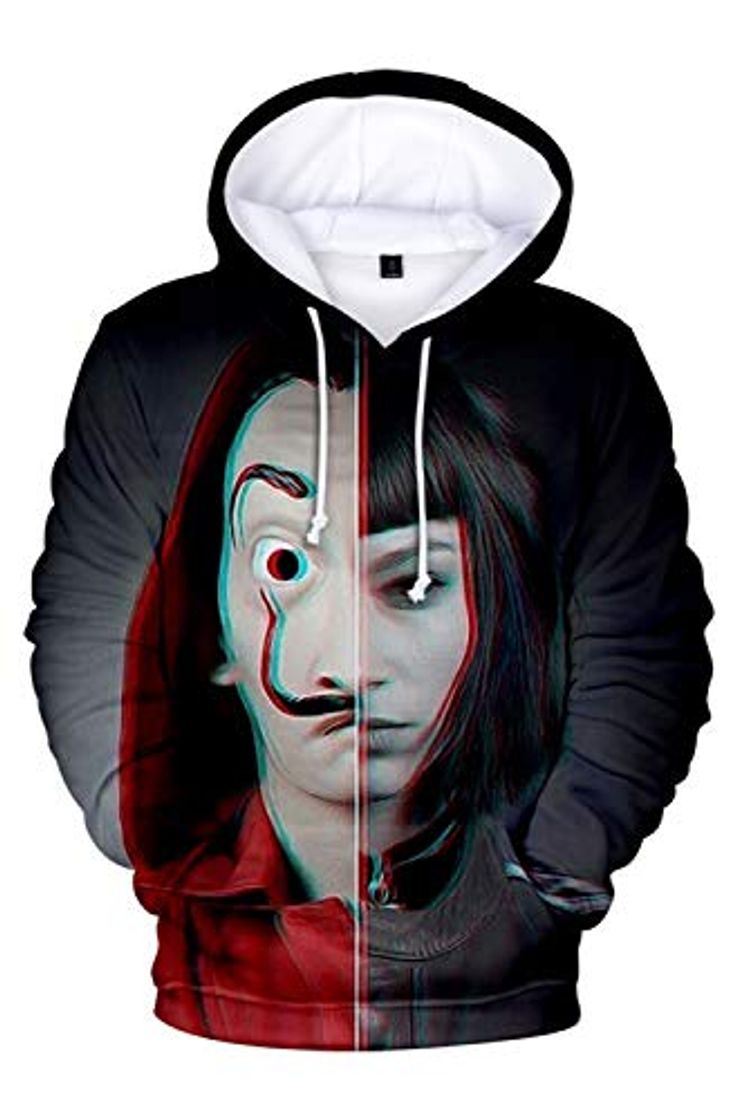 Social RedJade Abrigo Sudadera con Capucha Vaina Chaqueta con Capucha Encapuchado Animado Unisexo Manga Larga La Casa Dali De Papel Money Heist Dali Maske