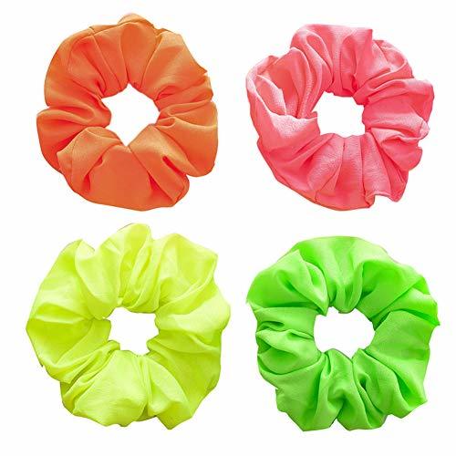 Belleza RQWY Headwear Fluorescent Color Scrunchies Bandas elásticas para el Cabello Mujeres Niñas