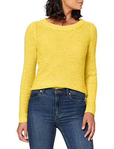 Only onlGEENA XO L/S Pullover KNT Noos suéter, Amarillo