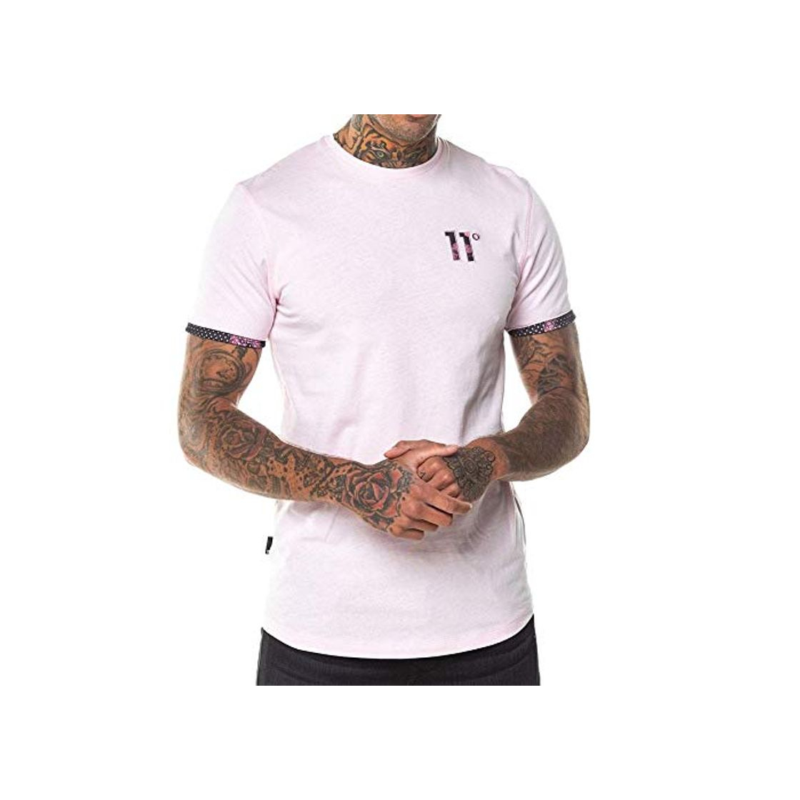 Moda 11 Degrees - Camiseta para hombre Rosa Rosa Polvo