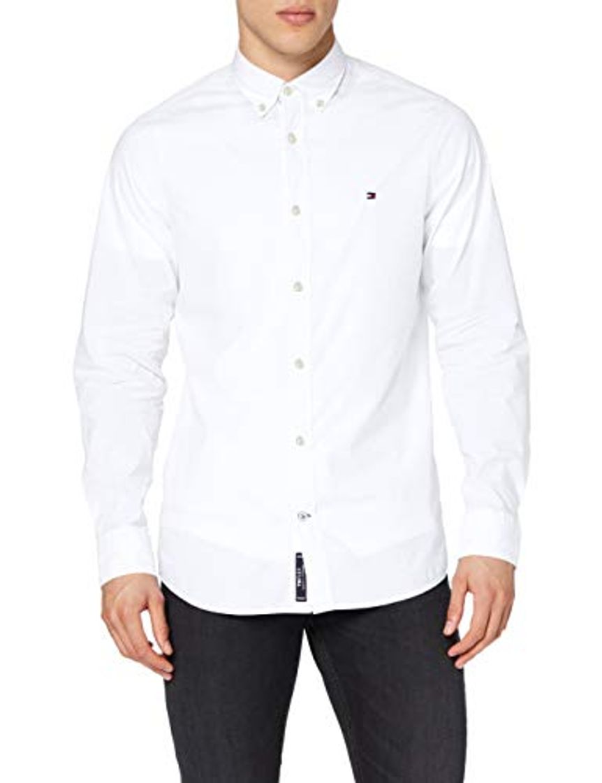 Social Tommy Hilfiger Core Stretch Slim Poplin Shirt Camisa, Blanco