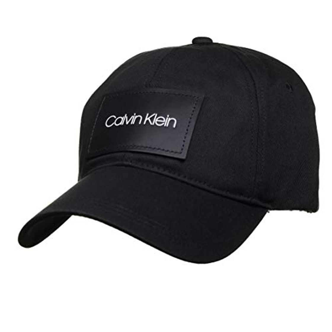 Moda Calvin Klein Leather Patch BB Cap Gorra de béisbol, Negro