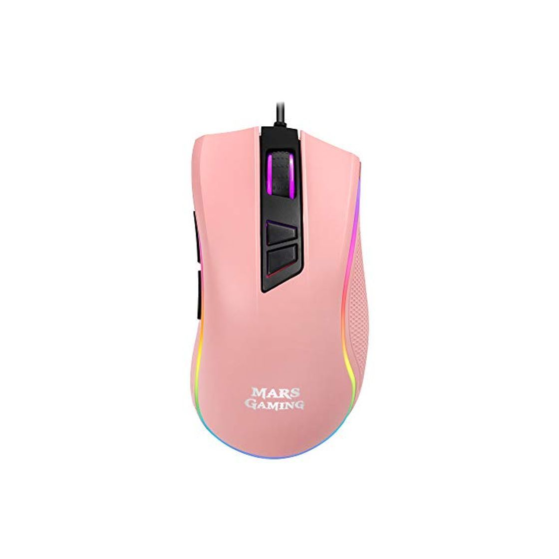 Social Mars Gaming MM218 Pink - Ratón PC óptico 10000DPI con iluminación RGB