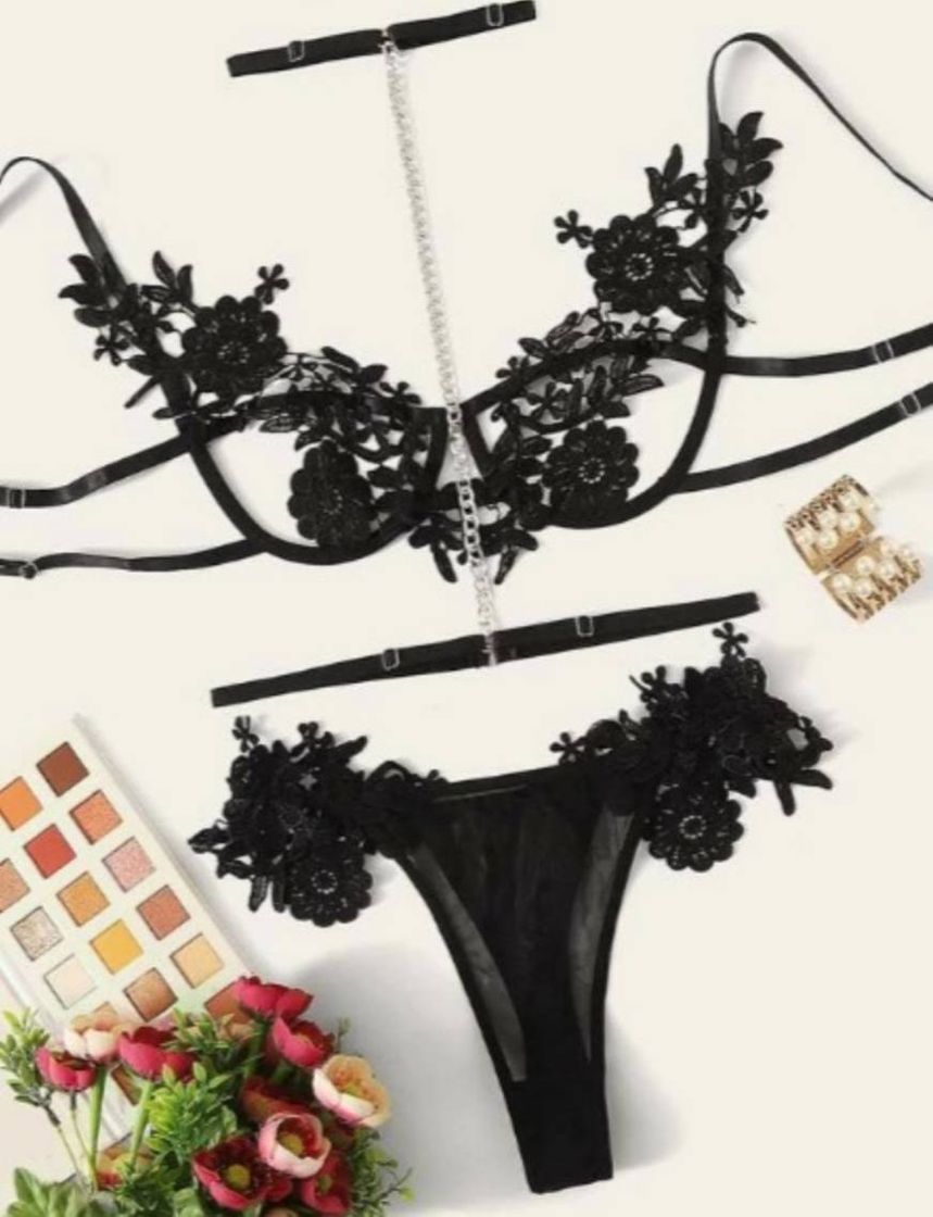 Fashion Conjunto de Lingerie Preto 