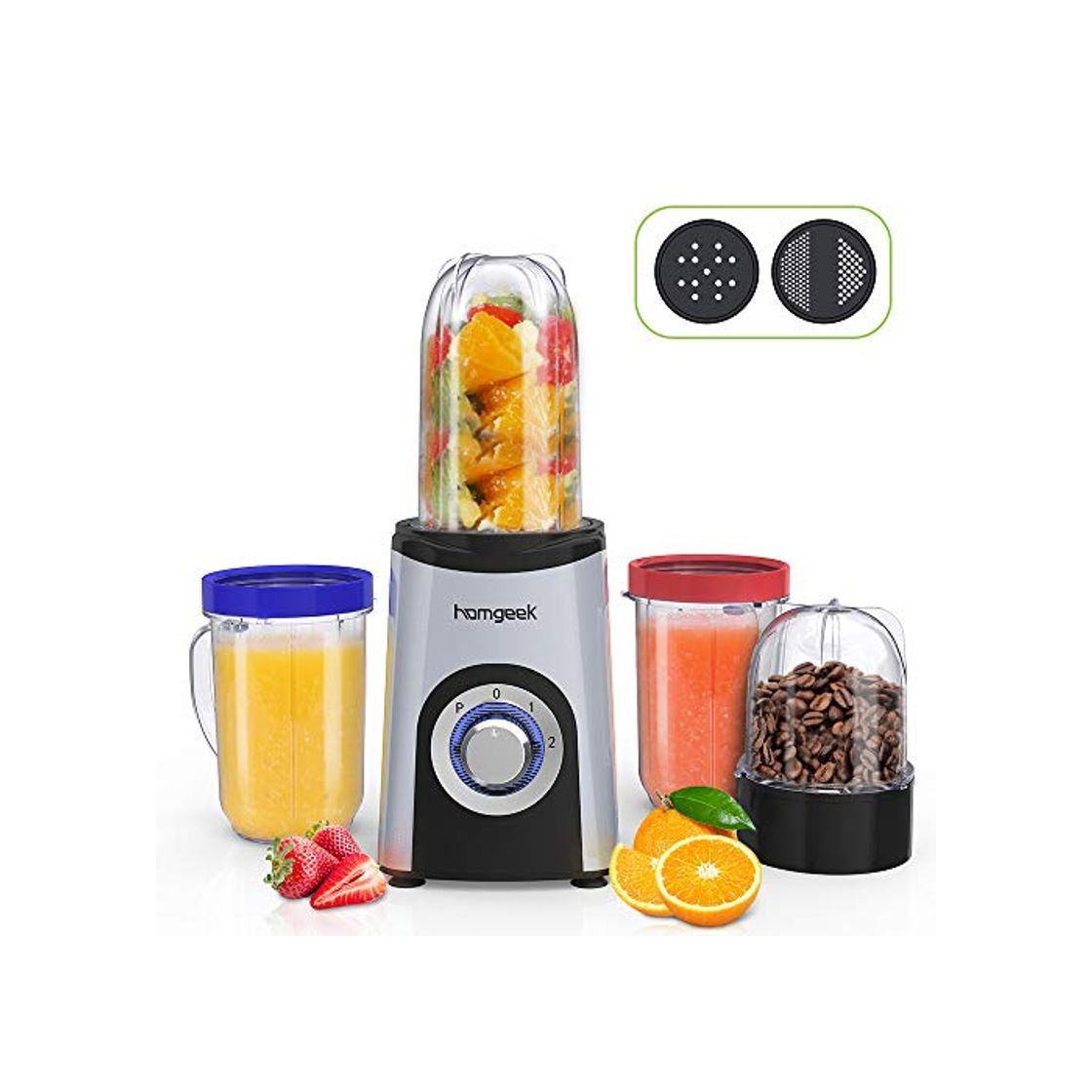 Producto homgeek Batidora de Vaso, Licuadora Smoothies de Alta Velocidad con 350W, 2