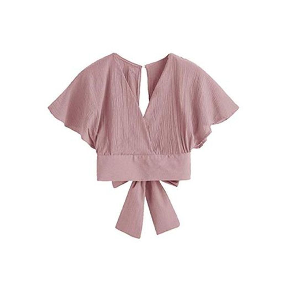 Social CuteRose Women's Tops Chiffon Twist Knot Crop Top Sexy Solid Blouse Tops AS1 XL