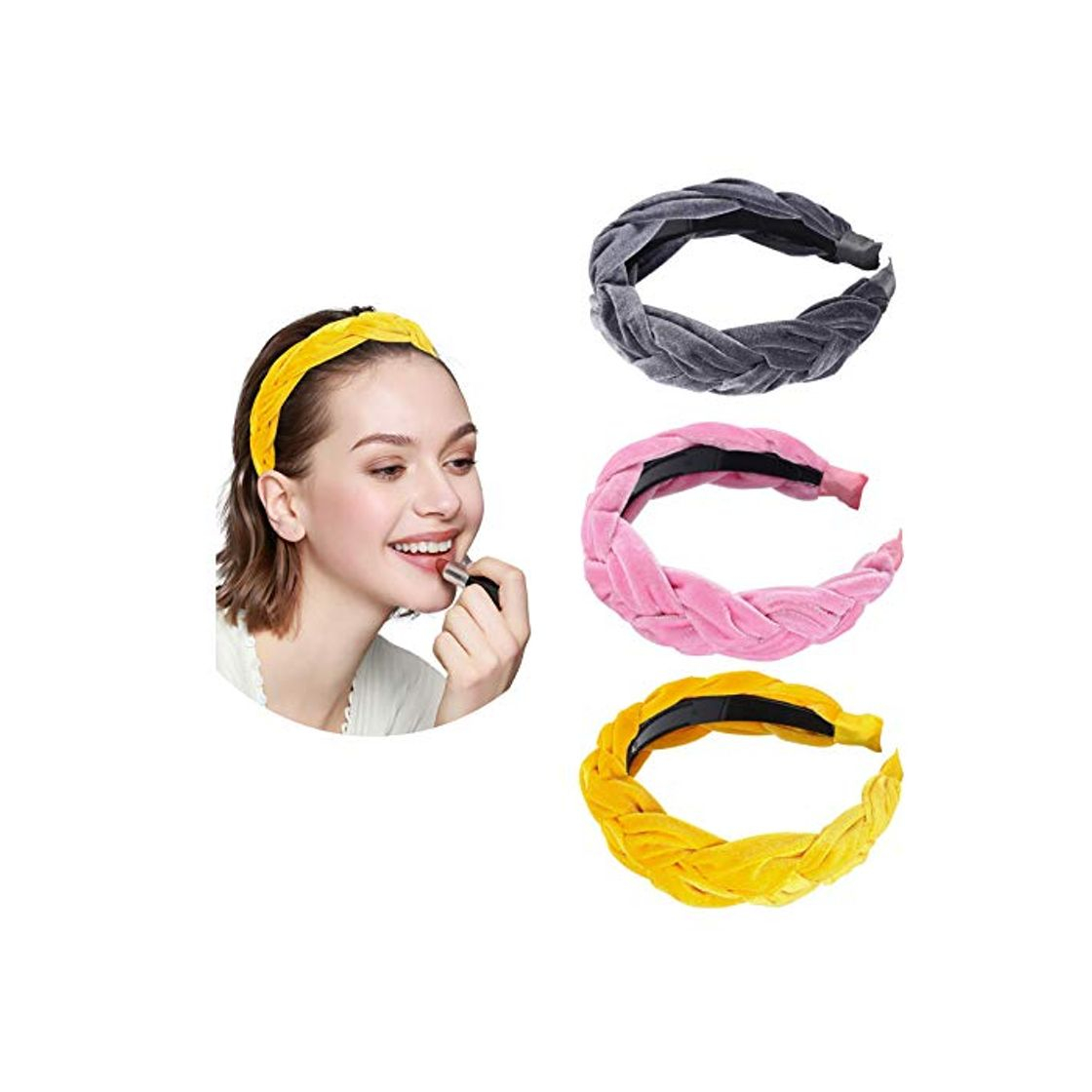 Moda WELROG Acolchado Cintas para la cabeza Mujeres Terciopelo grueso 90s Accesorios para