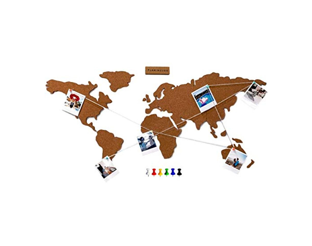 Social Flamingueo Mapa Mundi Corcho Pared - Mapa del Mundo con Chinchetas para