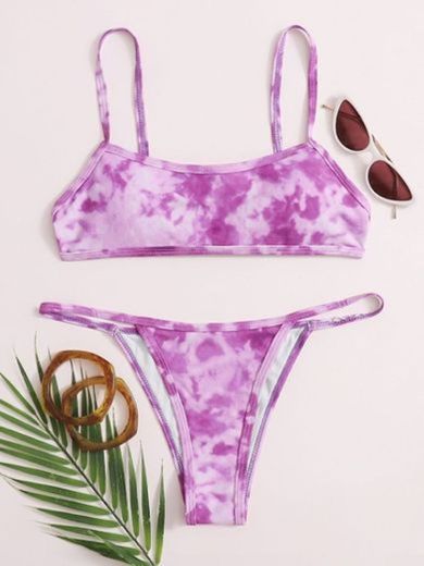 Bikini con tira de Tie Dye