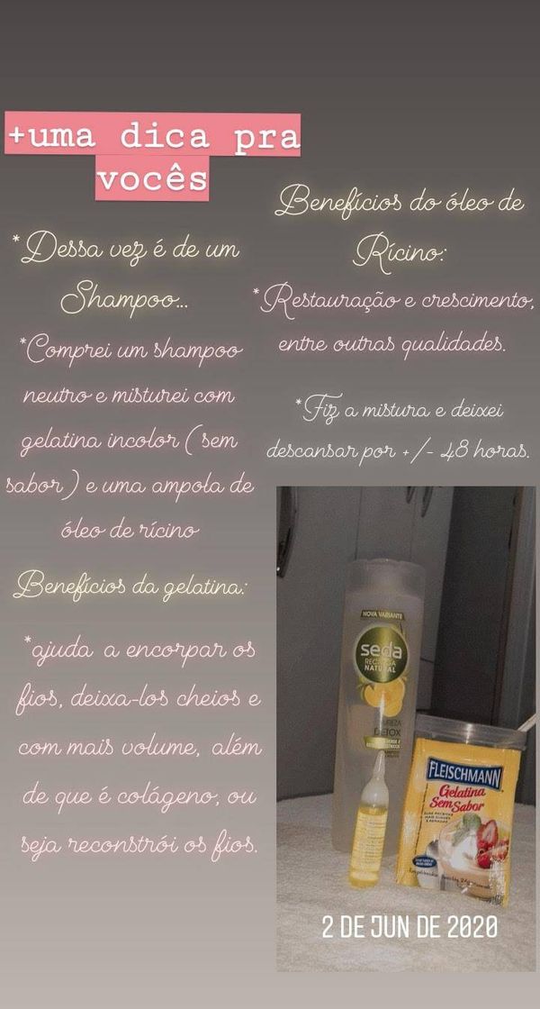 Fashion Shampoo com gelatina incolor