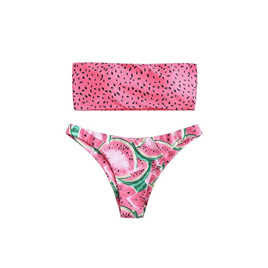 Fashion ZAFUL - Bikini tipo bandeau con estampado de piña sin tirantes