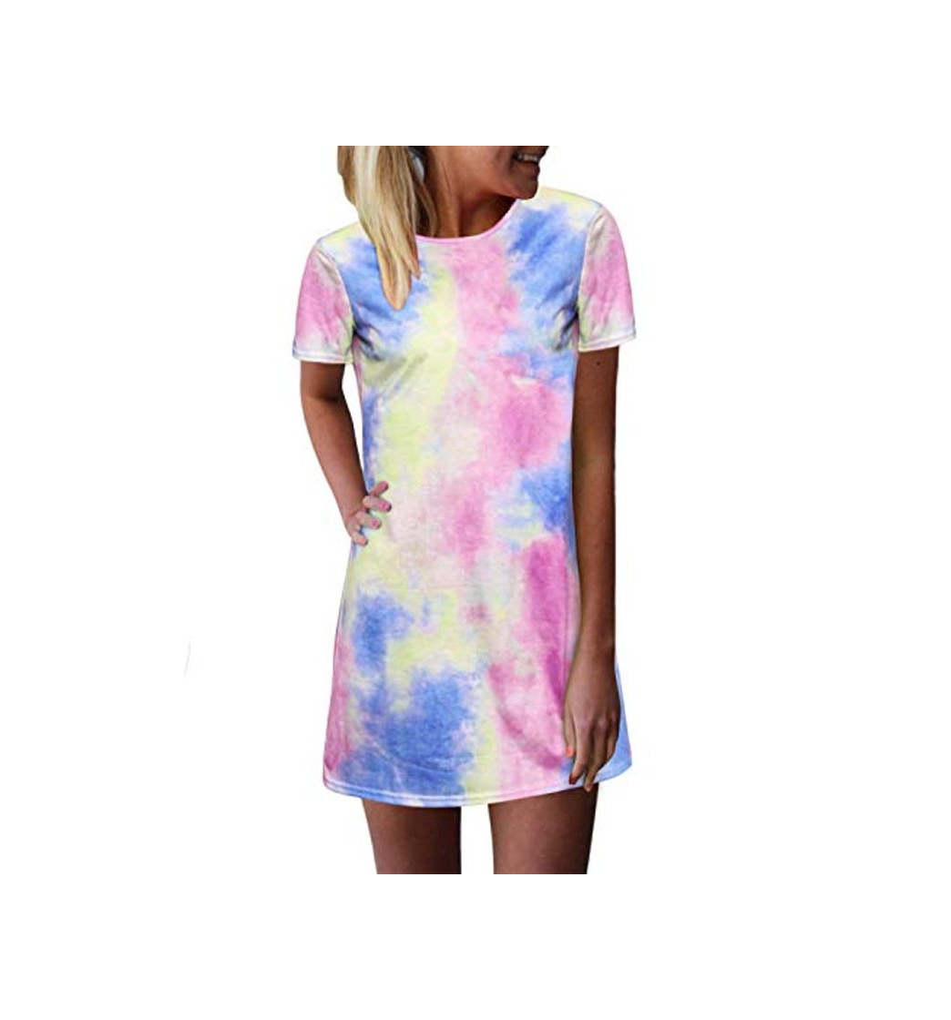 Fashion ZANZEA Mini Vestido de Manga Corta de Verano para Mujer Floral Gradient