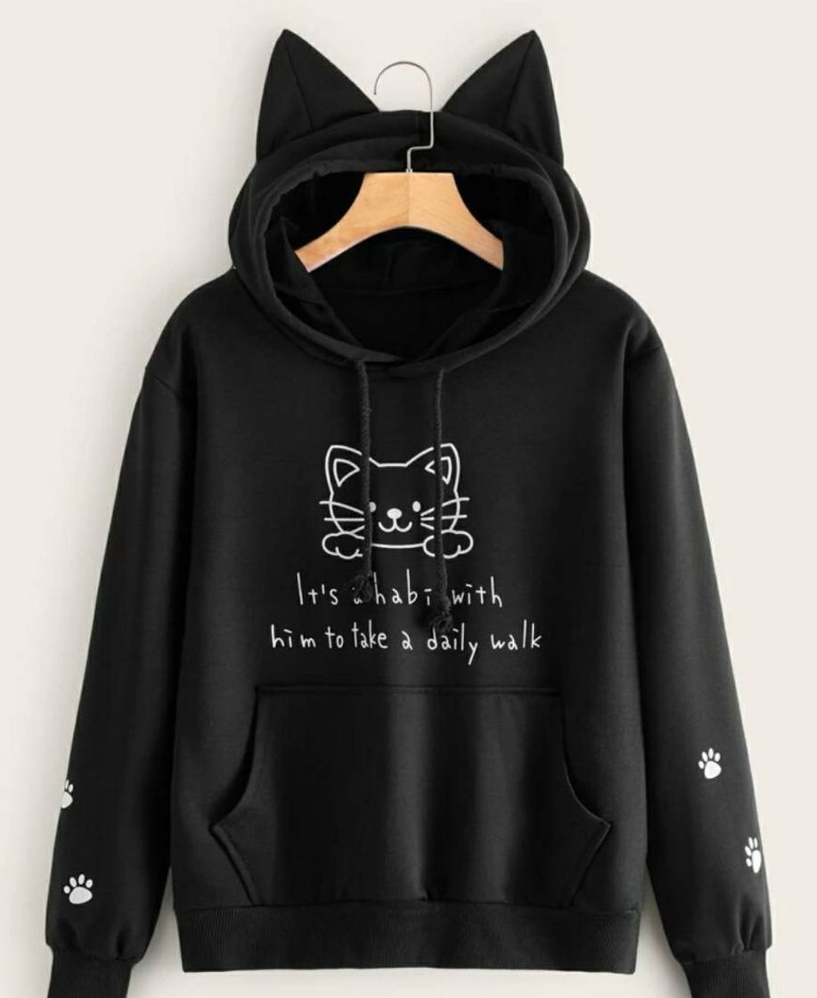 Fashion Black Hoodie Cat Ears