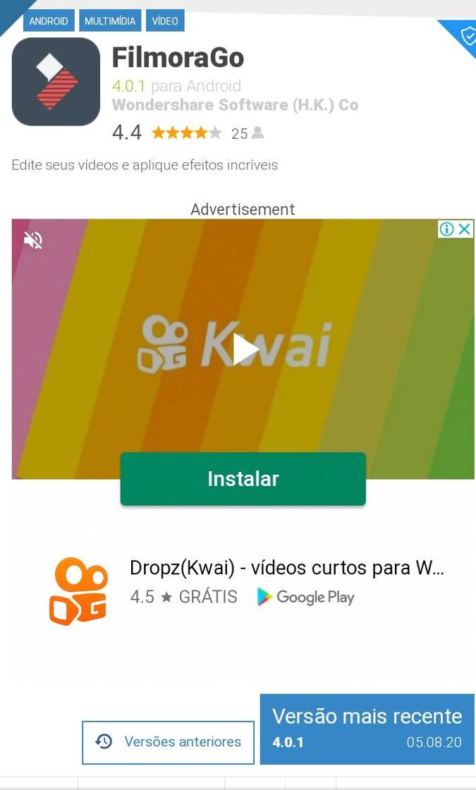 Moda FilmoraGo versões antigas - Android