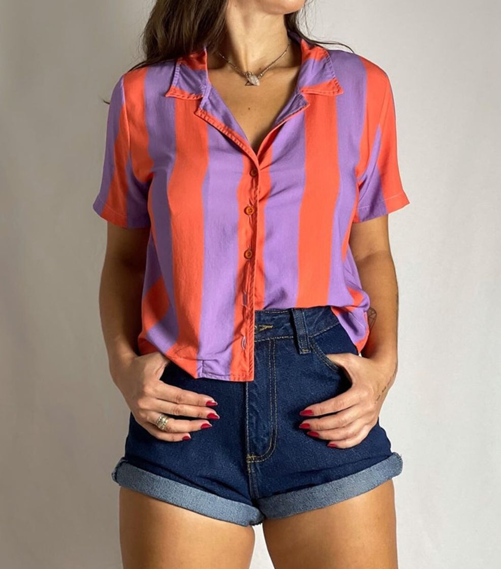 Fashion Cropped Color Stripes