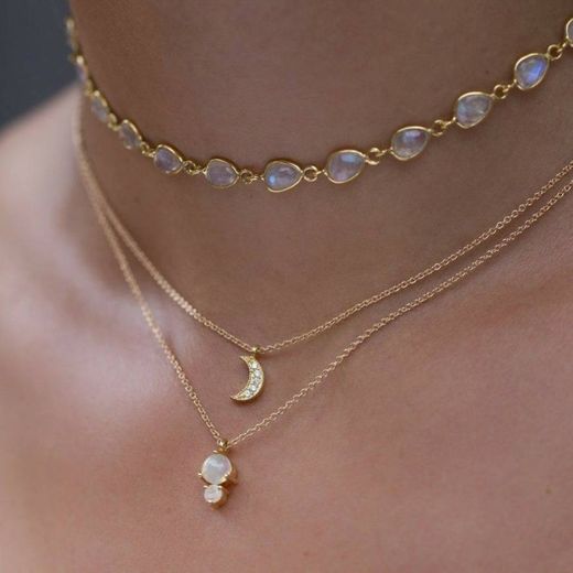 Luna crescent moon necklace/ gold
